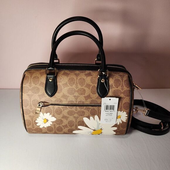 NWT Coach CZ590 Rowan Satchel Bag In Signature Canvas With Floral Print - Picture 3 of 6